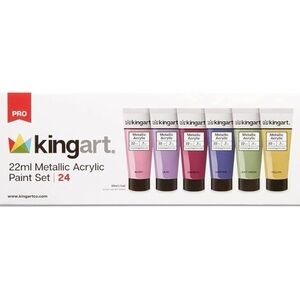 New KINGART Metallic Acrylic Paint, Set of 24 Colors, 0.74 oz/22 ml